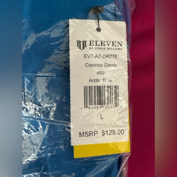 Eleven by Venus Williams Arctic Blue Cosmos Tennis Dress Spaghetti Strap L  NWT - Picture 7 of 8